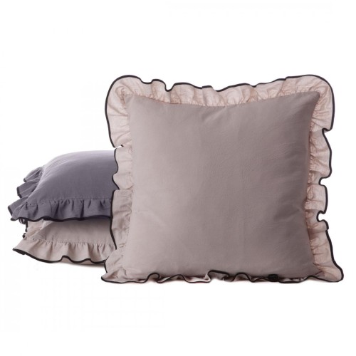 Poszewka BOHO z falbanką 100% BAWEŁNA - 45x45 beż