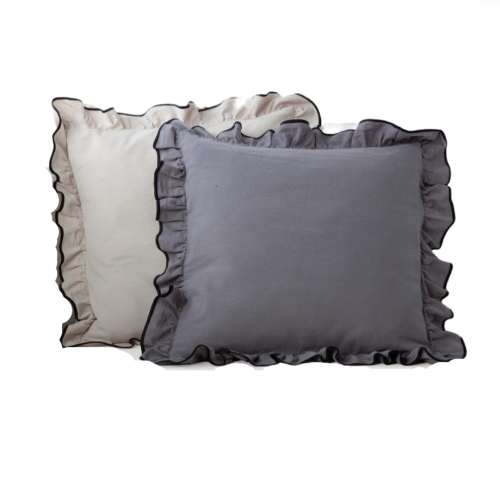 Poszewka BOHO z falbanką 100% BAWEŁNA - 45x45 stal