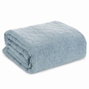 Narzuta - boho natural - 170x210 - matowa jednobarwna błękit