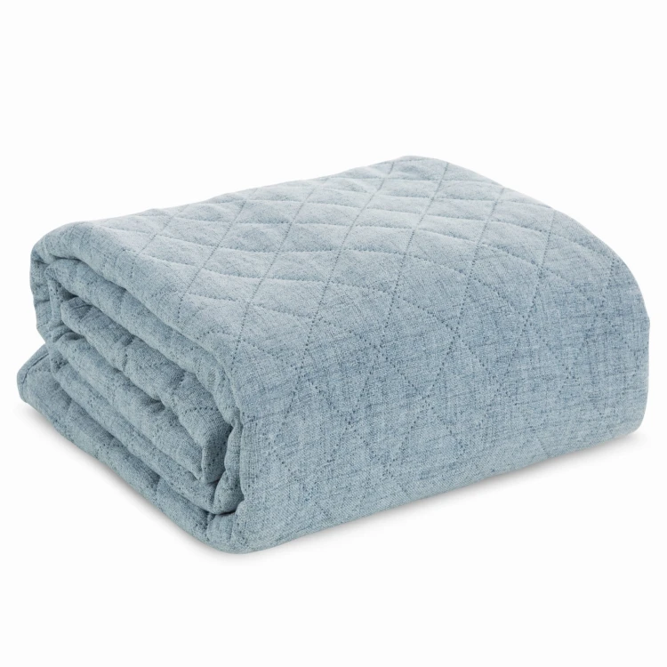 Narzuta - boho natural - 170x210 - matowa jednobarwna błękit