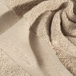 Ręcznik z srebrną nicią - mariel - 70x140 z żakardową bordiurą beż