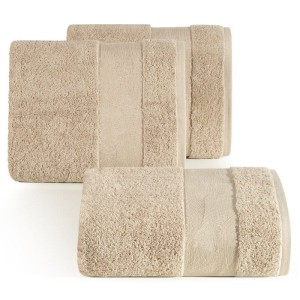 Ręcznik z srebrną nicią - mariel - 50x90 z żakardową bordiurą beż