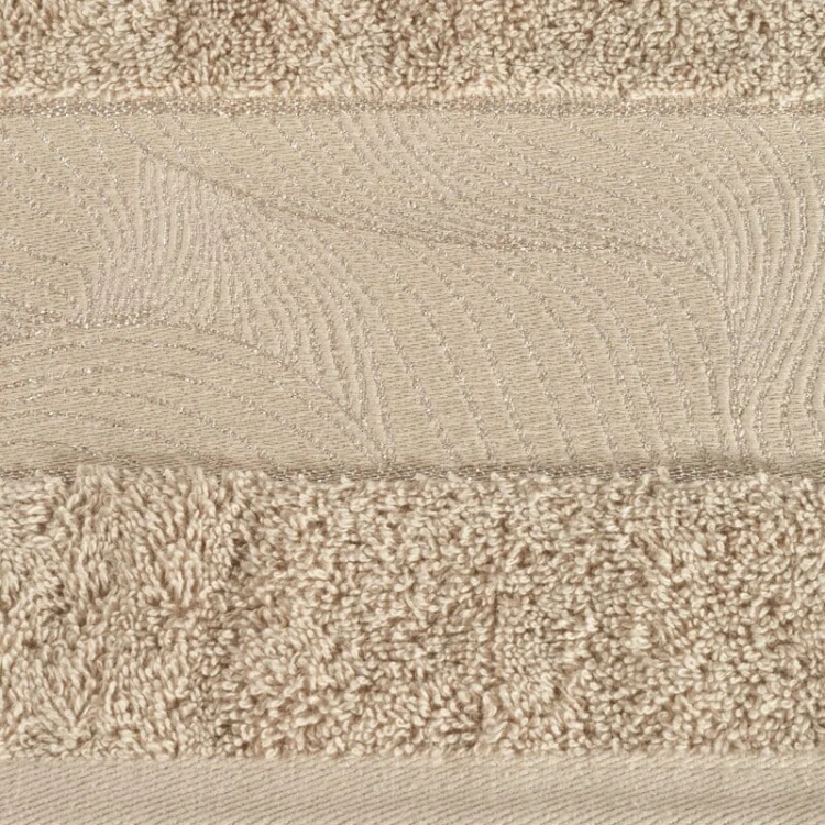 Ręcznik z srebrną nicią - mariel - 50x90 z żakardową bordiurą beż