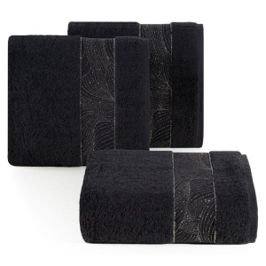 Ręcznik z srebrną nicią - mariel - 50x90 z żakardową bordiurą czarny