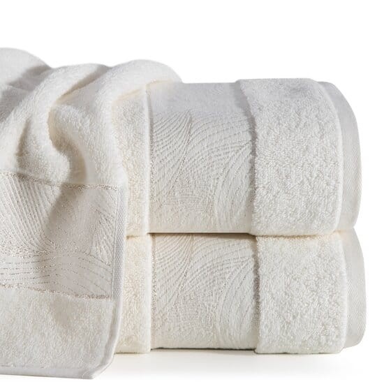 Ręcznik z srebrną nicią - mariel - 50x90 z żakardową bordiurą krem