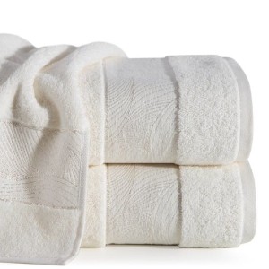 Ręcznik z srebrną nicią - mariel - 50x90 z żakardową bordiurą krem