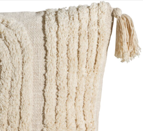 Poszewka Dekoracyjna boho zdobiona frędzlami - 45X45 krem