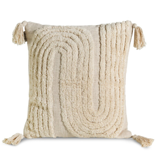 Poszewka Dekoracyjna boho zdobiona frędzlami - 45X45 krem