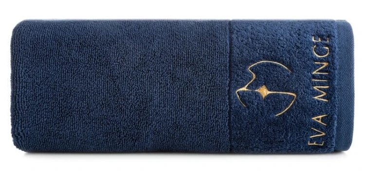 piękny RĘCZNIK EVA MINGE - logowany haft - 70X140 - PREMIUM granatowy