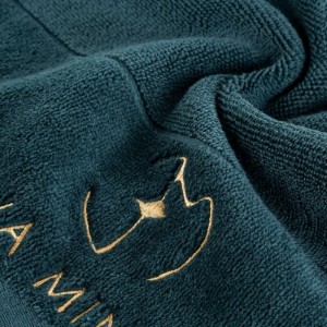 piękny RĘCZNIK EVA MINGE - logowany złoty haft - 30x50 - PREMIUM zielony