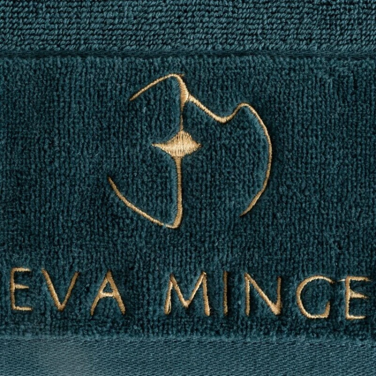 piękny RĘCZNIK EVA MINGE - logowany złoty haft - 30x50 - PREMIUM zielony