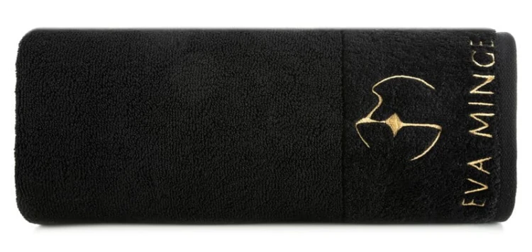 piękny RĘCZNIK EVA MINGE - logowany złoty haft - 70X140 - PREMIUM czarny