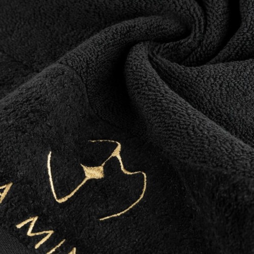 piękny RĘCZNIK EVA MINGE - logowany złoty haft - 70X140 - PREMIUM czarny