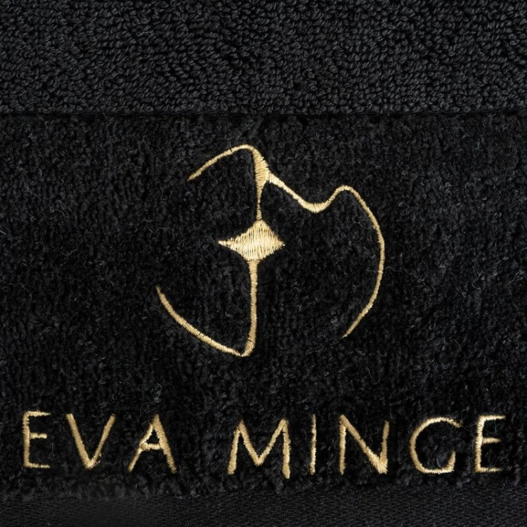 piękny RĘCZNIK EVA MINGE - logowany złoty haft - 70X140 - PREMIUM czarny