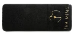 piękny RĘCZNIK EVA MINGE - logowany złoty haft - 50x90 - PREMIUM czarny