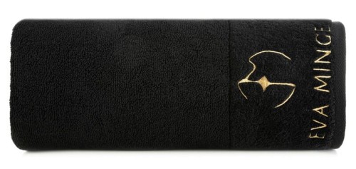 piękny RĘCZNIK EVA MINGE - logowany złoty haft - 50x90 - PREMIUM czarny