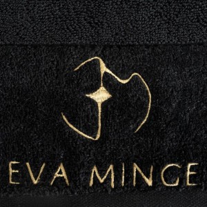 piękny RĘCZNIK EVA MINGE - logowany złoty haft - 50x90 - PREMIUM czarny