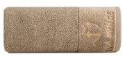 piękny RĘCZNIK EVA MINGE - logowany złoty haft - 50x90 - PREMIUM beż