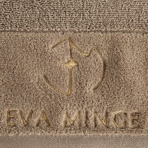 piękny RĘCZNIK EVA MINGE - logowany złoty haft - 50x90 - PREMIUM beż