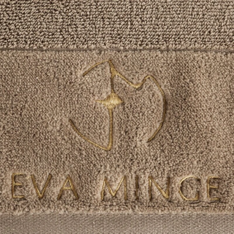 piękny RĘCZNIK EVA MINGE - logowany złoty haft - 50x90 - PREMIUM beż