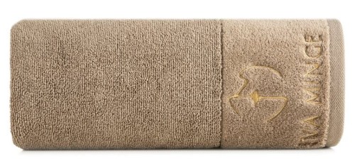 piękny RĘCZNIK EVA MINGE - logowany złoty haft - 30x50 - PREMIUM beż