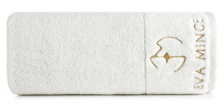 piękny RĘCZNIK EVA MINGE - logowany złoty haft - 50x90 - PREMIUM krem