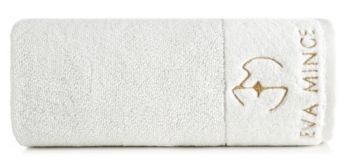 piękny RĘCZNIK EVA MINGE - logowany złoty haft - 30x50 - PREMIUM krem