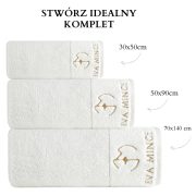 piękny RĘCZNIK EVA MINGE - logowany złoty haft - 30x50 - PREMIUM krem