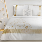 Elegancka Pościel świąteczna 100% bawełna - choinka gold - komplet 140x200 na zamek