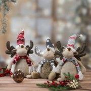 Renifer Xmas w zimowym stroju - dekoracja bożonarodzeniowa velvet - 35 cm
