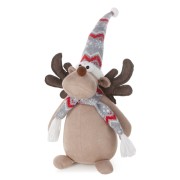 Renifer Xmas w zimowym stroju - dekoracja bożonarodzeniowa velvet - 44 cm