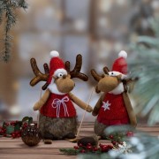 Renifer Xmas w zimowym stroju 37 cm - dekoracja bożonarodzeniowa velvet