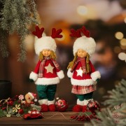 Dziewczynka Xmas w świątecznym stroju 52 cm - dekoracja bożonarodzeniowa