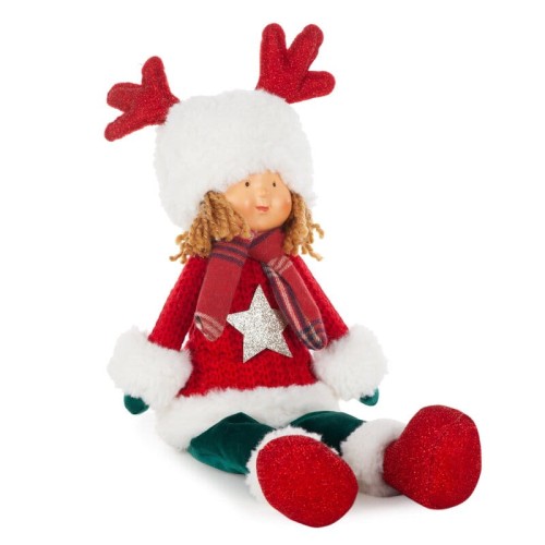 Dziewczynka Xmas w świątecznym stroju 45 cm - dekoracja bożonarodzeniowa