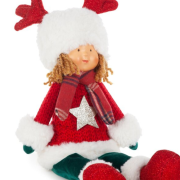 Dziewczynka Xmas w świątecznym stroju 45 cm - dekoracja bożonarodzeniowa