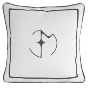 Poszewka EVA MINGE z logo z lamówką - biały - 45x45cm welwet