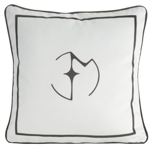 Poszewka EVA MINGE z logo z lamówką - biały - 45x45cm welwet