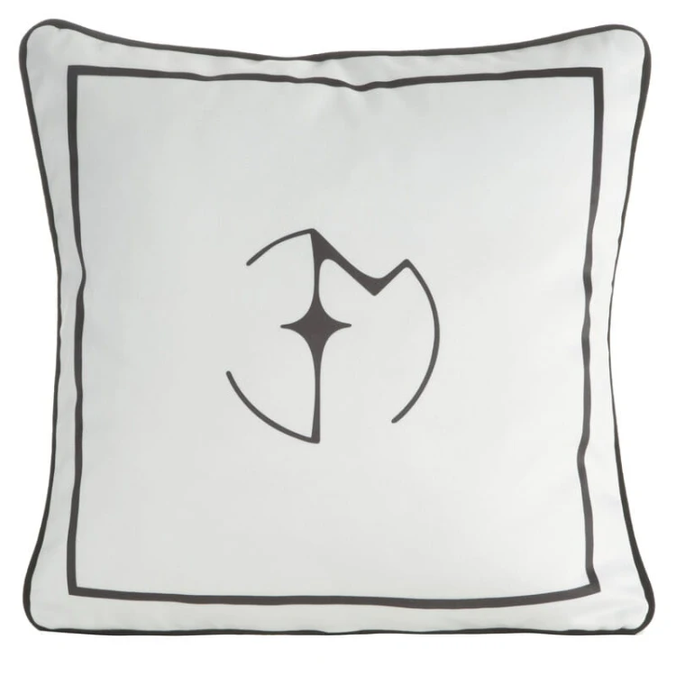 Poszewka EVA MINGE z logo z lamówką - biały - 45x45cm welwet