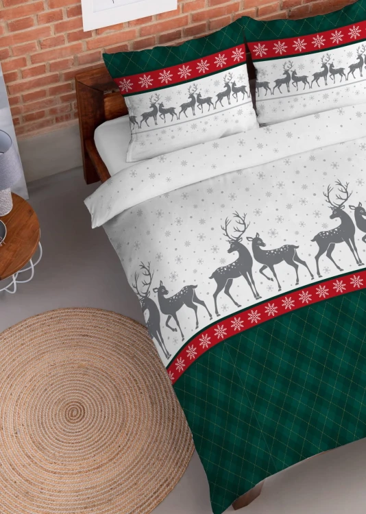 Flanelowa pościel - Xmas szkoti - 160x200 - 100% BAWEŁNA
