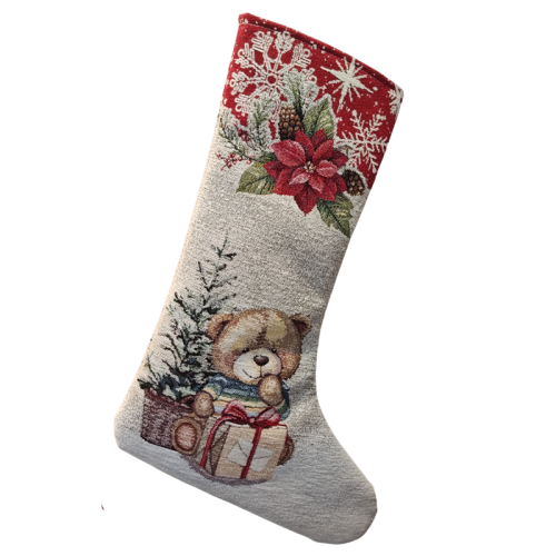 SKARPETA Świąteczna mikołaja Gobelinowa chenille - 40 cm