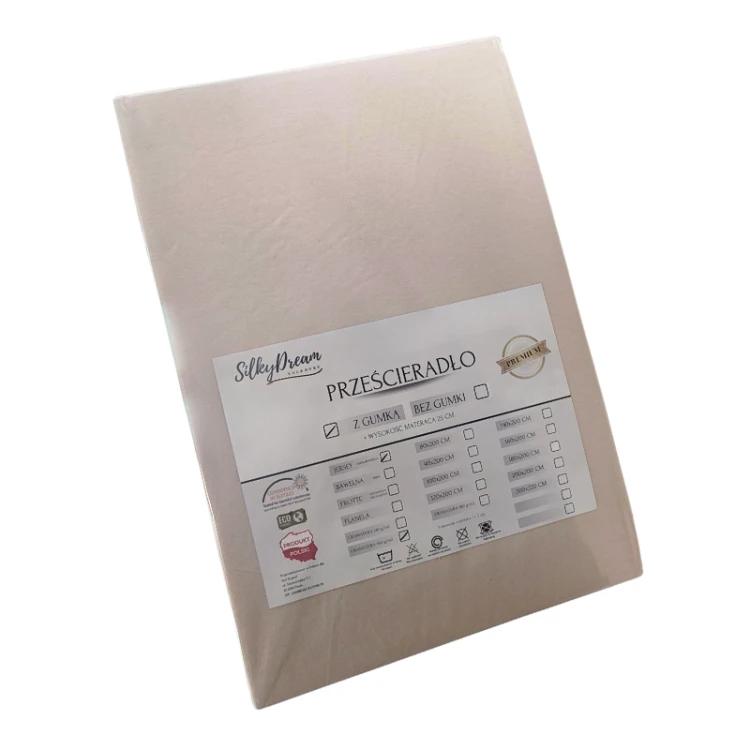Prześcieradło Jersey - PREMIUM - 80x200cm - grube 160 g/m² jasny beż z gumką