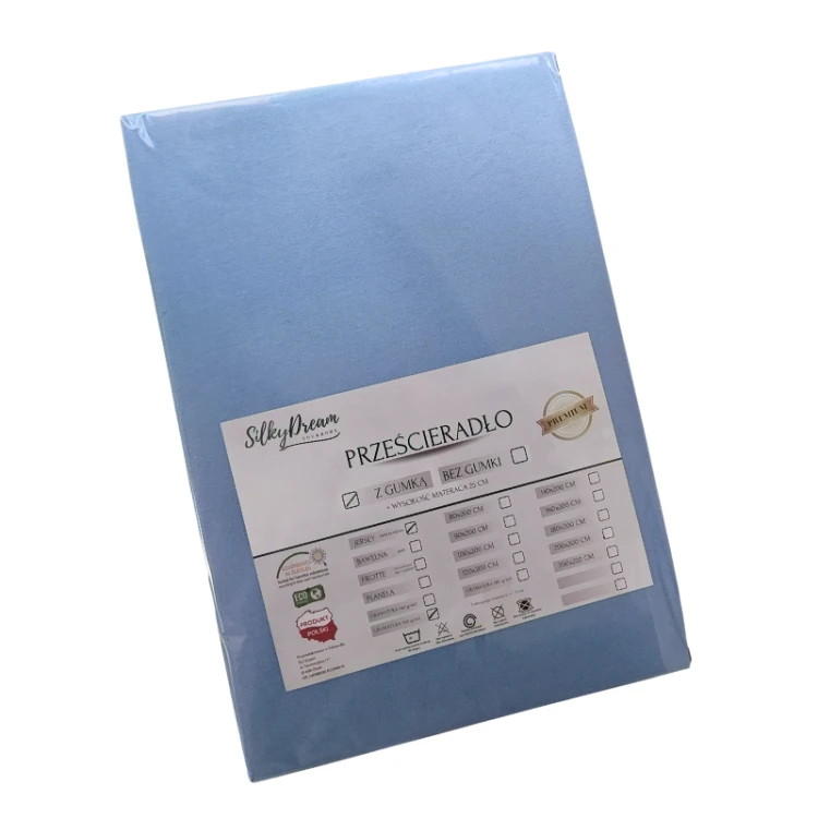 Prześcieradło Jersey - PREMIUM - 80x200cm - grube 160 g/m²NIEBIESKI z gumką