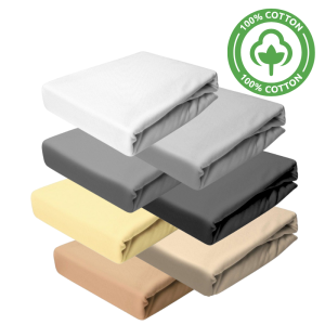 Prześcieradło Jersey - PREMIUM - 90x200cm - grube 160 g/m² jasny beż z gumką