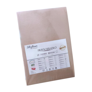 Prześcieradło Jersey - PREMIUM - 200x200 -grube 160 g BEŻ z gumką