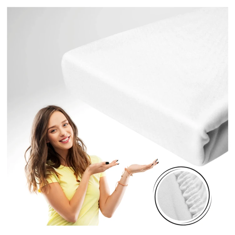 Prześcieradło Jersey - PREMIUM - 90x200cm - grube 160 g/m² białe z gumką