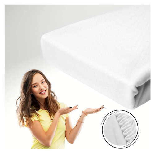 Prześcieradło Jersey - PREMIUM - 80x200cm - grube 160 g/m² białe z gumką