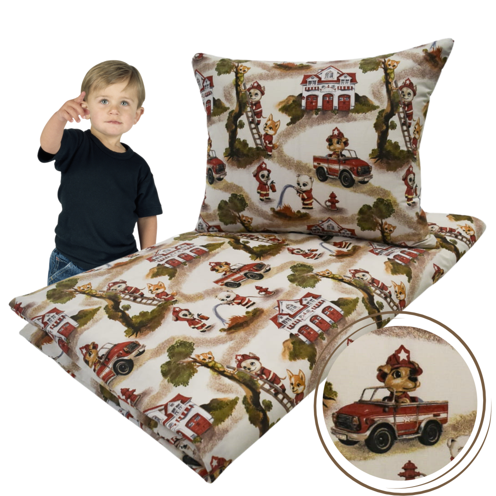 KOMPLET POŚCIELI - STRAŻAK - 100x160 - 100% BAWEŁNA na zamek