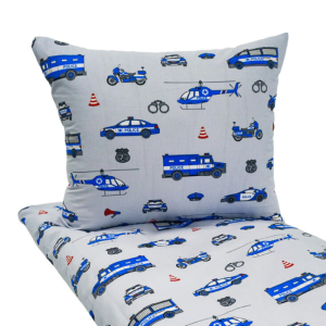 KOMPLET POŚCIELI - POLICJA szara - 100x160 - 100% BAWEŁNA na zamek