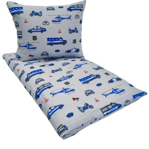 KOMPLET POŚCIELI - POLICJA szara - 100x160 - 100% BAWEŁNA na zamek