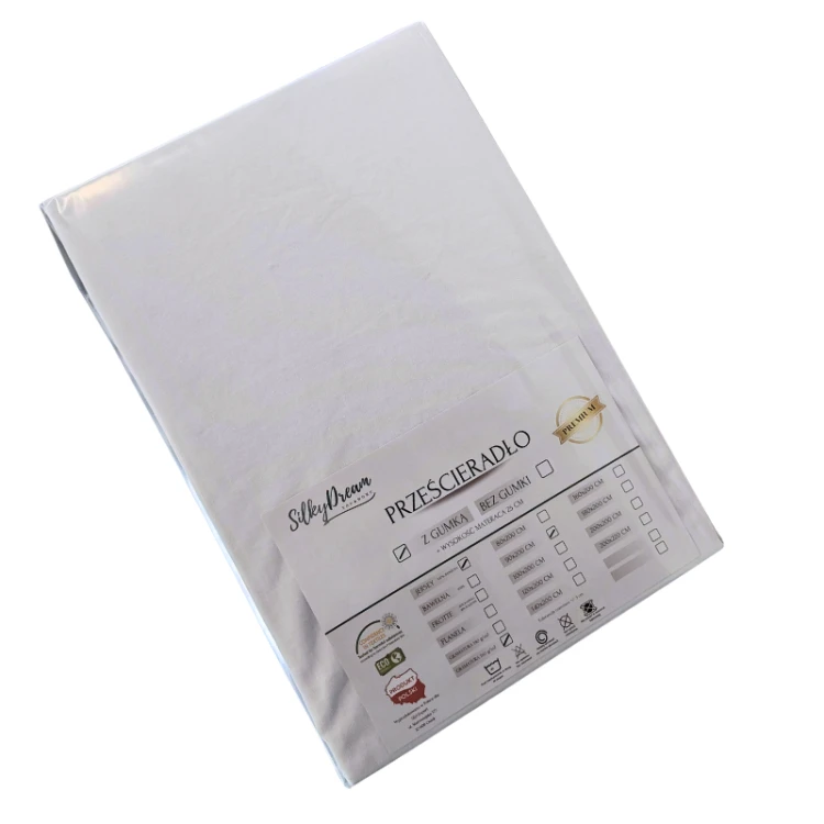 Prześcieradło Jersey - PREMIUM - 80x160cm - grube 160 g BIAŁE z gumką